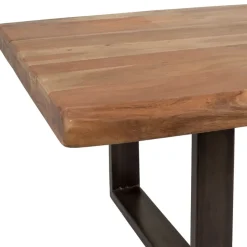 Table basse en acacia massif et pieds en fer noir 130x70cm - Factory