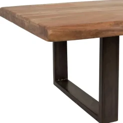 Table basse en acacia massif et pieds en fer noir 130x70cm - Factory
