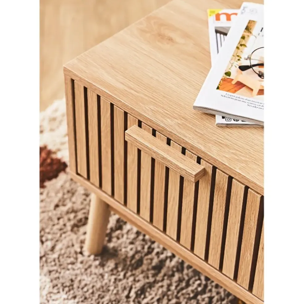 Table basse en bois naturel 100x50 cm - kara