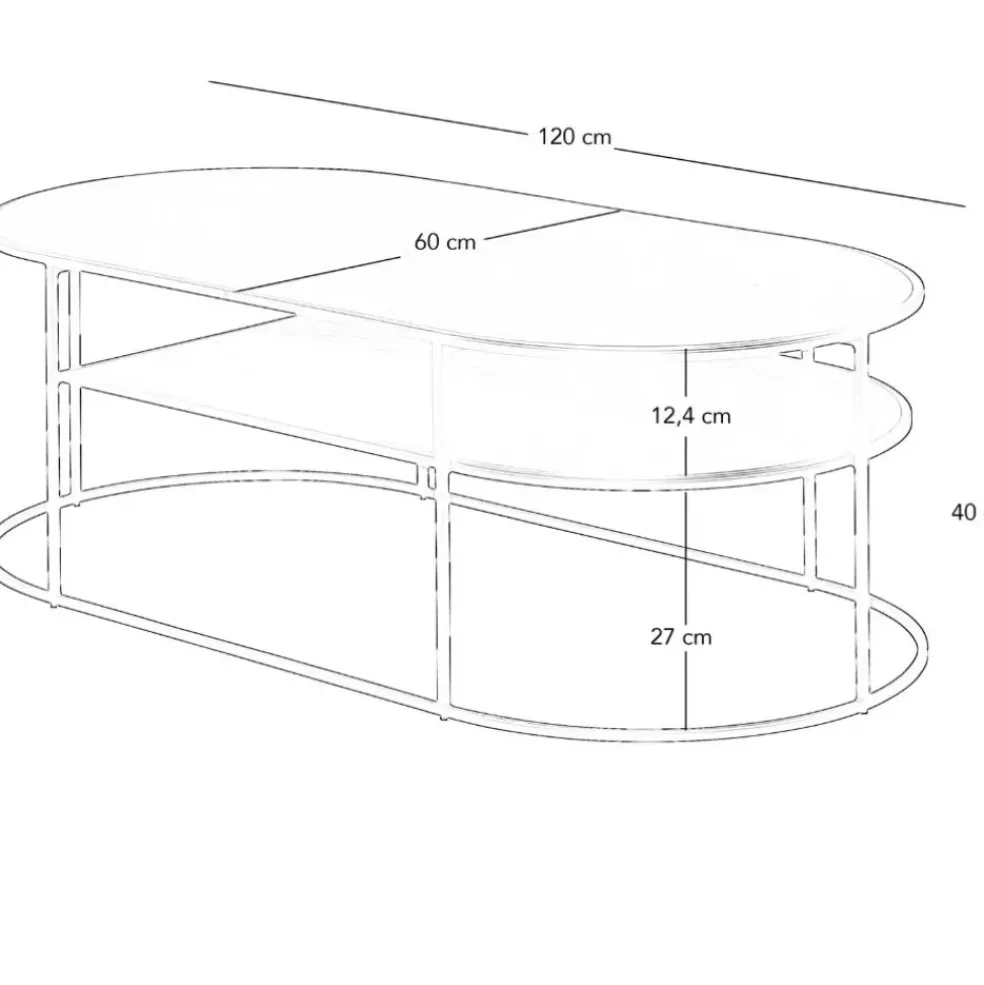 Table basse en métal noir L120cm -Gray