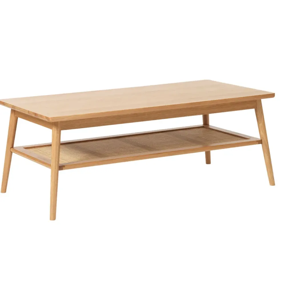 Table basse en placage chêne et cannage l120cm - barrali