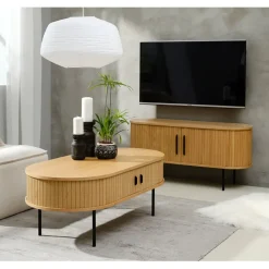 Table basse en placage chêne naturel 120x60 cm - nola