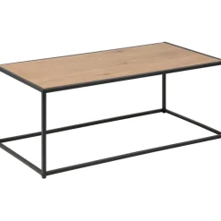 Table basse en plaqué chêne et métal noir L100cm - Senzo