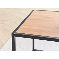 Table basse en plaqué chêne et métal noir L100cm - Senzo