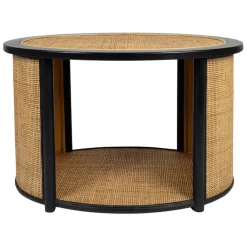 Table basse en rotin et sapin naturel et noir - Balamea