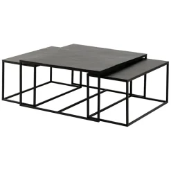 Table basse gigogne carrée (lot de 3) en fer noir - Felia