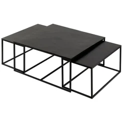 Table basse gigogne carrée (lot de 3) en fer noir - Felia