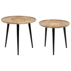 Table basse gigogne (lot de 2) en manguier naturel et fer noir - Balamea