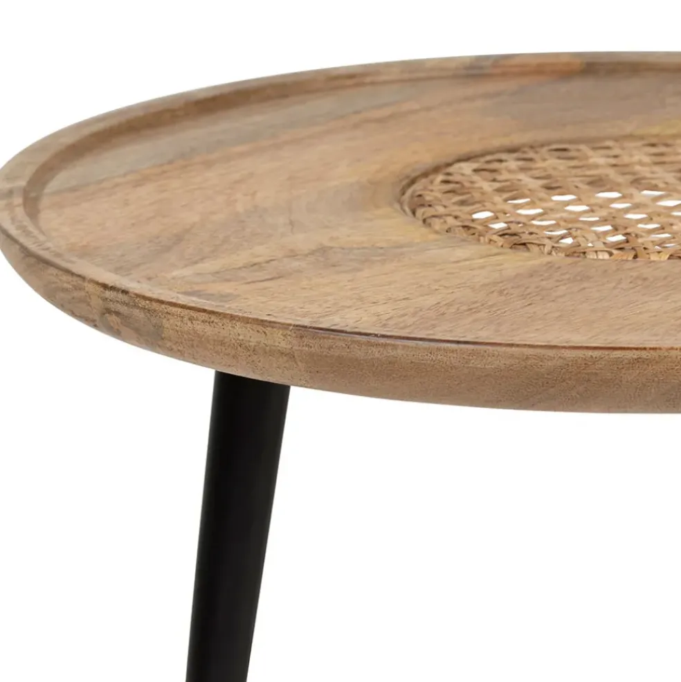 Table basse gigogne (lot de 2) en manguier naturel et fer noir - Balamea