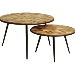 Table basse gigogne ronde (lot de 2) en teck - Wally