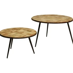 Table basse gigogne ronde (lot de 2) en teck - Wally