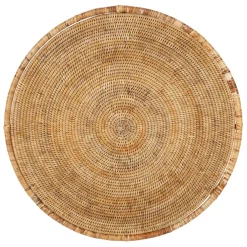 Table basse gigogne ronde (lot de 2) en rotin naturel et fer - Pasil