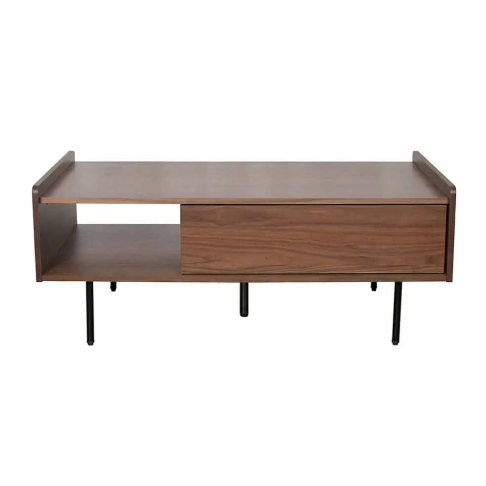 Table basse rectangulaire en placage noyer marron - Gino