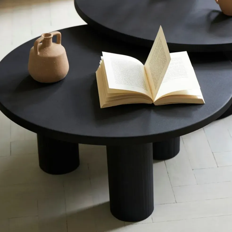 Table basse ronde 3 pieds en fer noir d70xh35cm - Organic