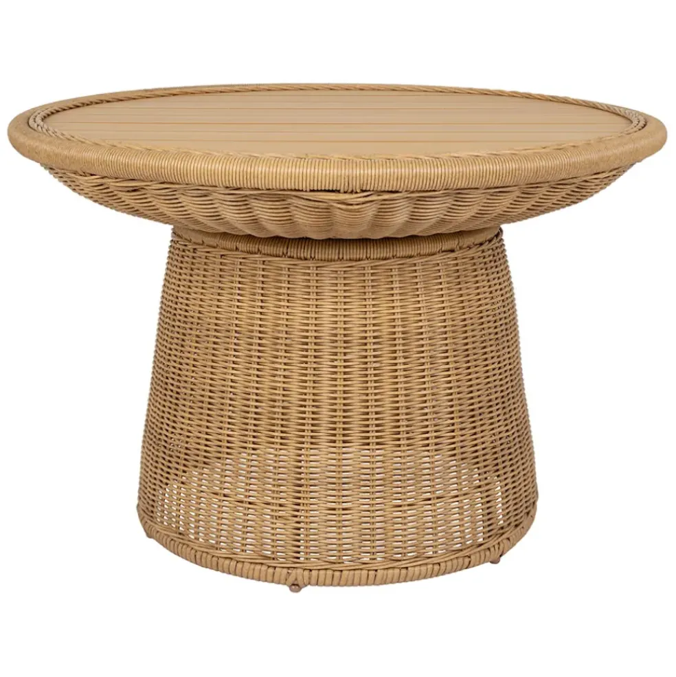Table basse ronde effet cannage naturel d70cm - Malaya
