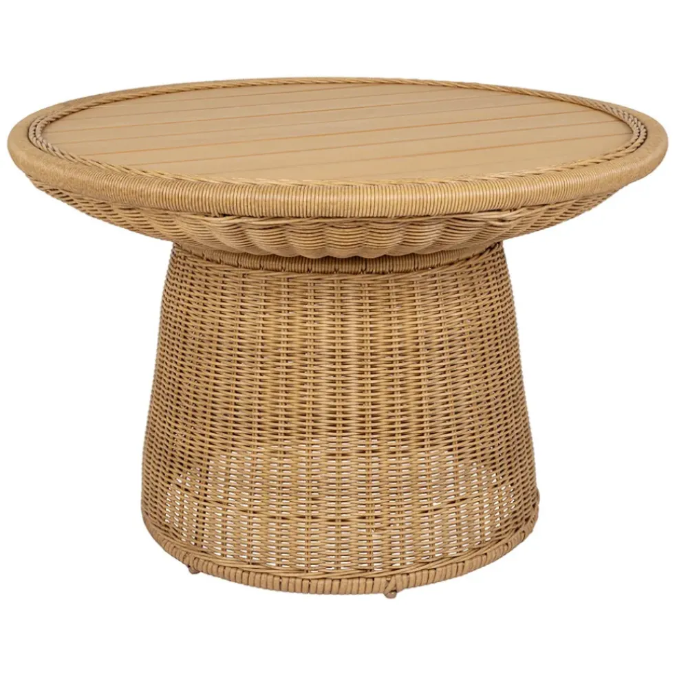 Table basse ronde effet cannage naturel d70cm - Malaya