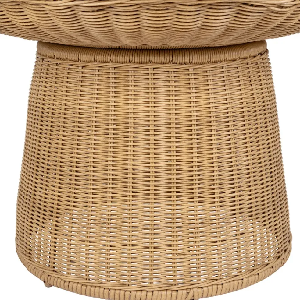 Table basse ronde effet cannage naturel d70cm - Malaya