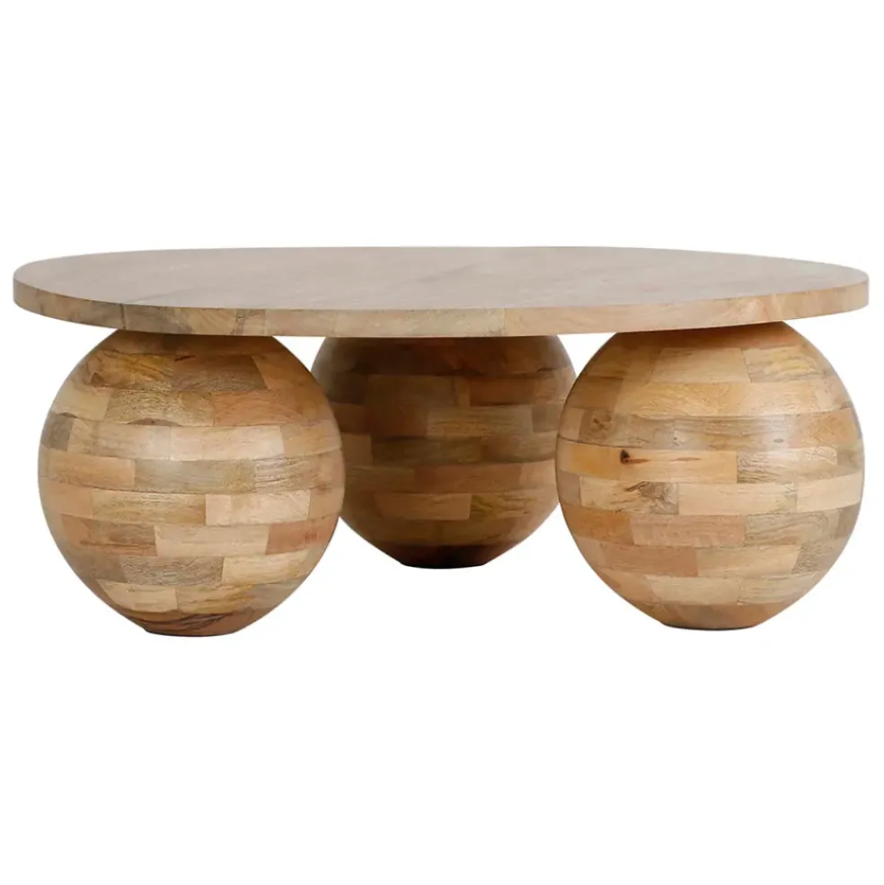 Table basse ronde en manguier naturel d79cm - Organic
