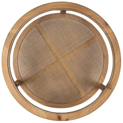 Table basse ronde en sapin naturel et verre trempé d75cm - Firmin