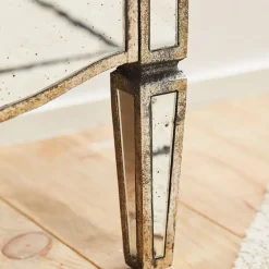 Table de chevet baroque en bois et miroir 2 tiroirs - Bois miroir