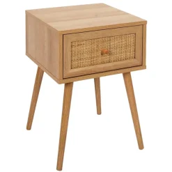 Table de chevet en bois et cannage 1 tiroir - Baia