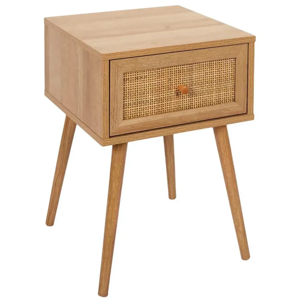 Table de chevet en bois et cannage 1 tiroir - Baia