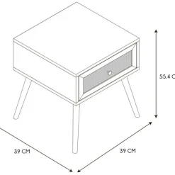 Table de chevet en bois et cannage 1 tiroir - Baia