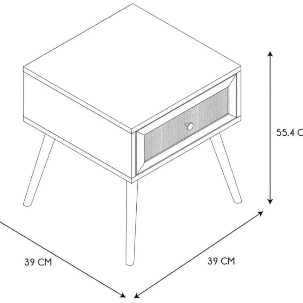 Table de chevet en bois et cannage 1 tiroir - Baia