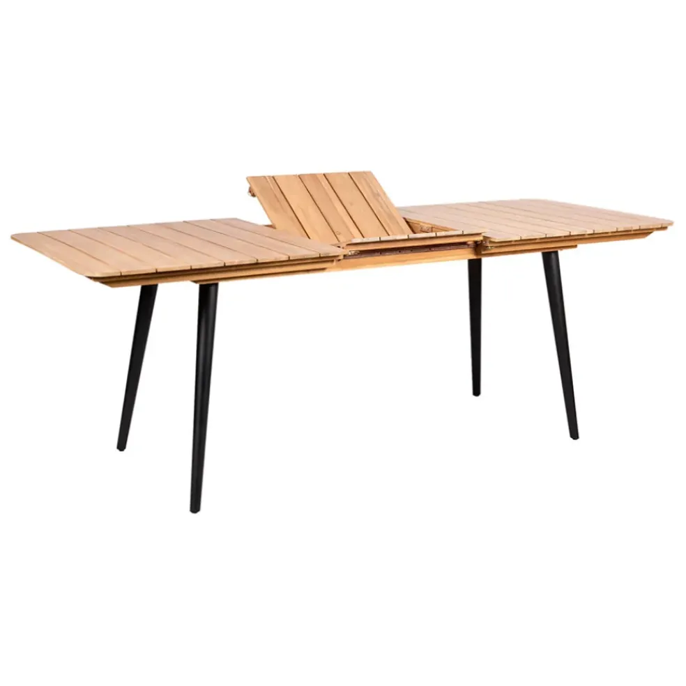 Table de jardin avec rallonge en acacia écru 210-160x80cm - Santo