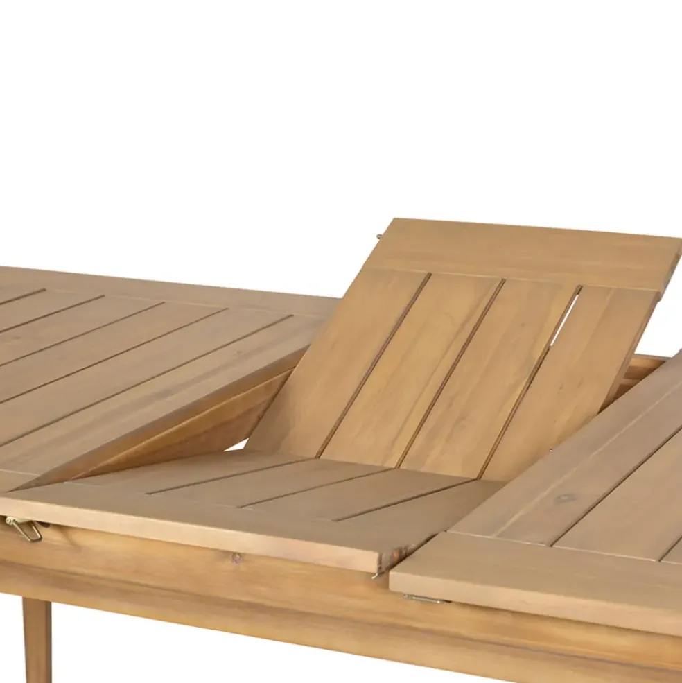 Table de jardin avec rallonge en acacia naturel 180-200x100cm - Cirina