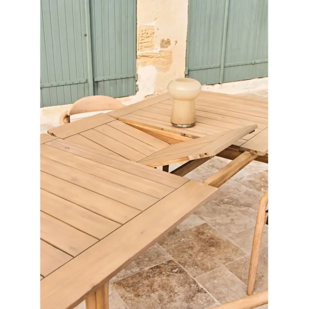 Table de jardin avec rallonge en acacia naturel 180-200x100cm - Cirina