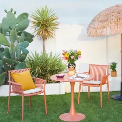 Table de jardin rond en fer terracotta d80cm - Lumi