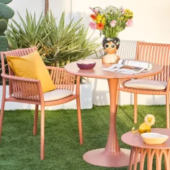 Table de jardin rond en fer terracotta d80cm - Lumi