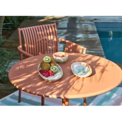 Table de jardin rond en fer terracotta d80cm - Lumi