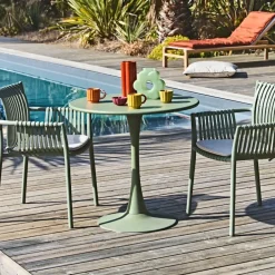Table de jardin ronde en fer kaki d80cm - Lumi