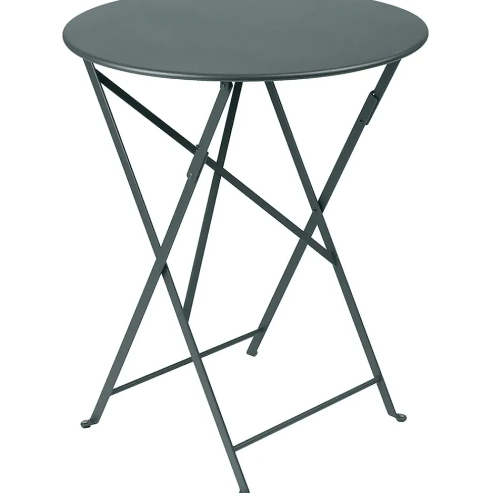 Table de jardin ronde pliante en acier gris orage - Bistro
