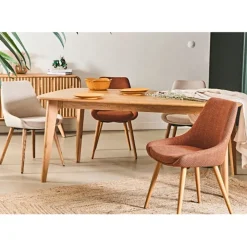 Table de repas avec allonge intégrée en chene naturel 180(+50)x100xh76cm - Sublime