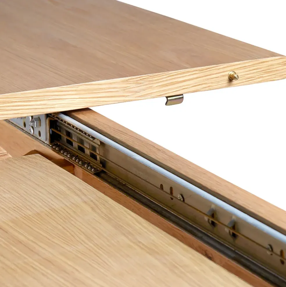 Table de repas avec allonge intégrée en chene naturel 180(+50)x100xh76cm - Sublime