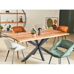 Table de repas en acacia et pieds en fer noir 180x90cm - Brooklyn