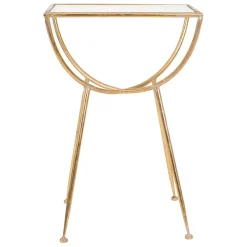 Table d'appoint en fer dorée et verre - Eluminea H60cm