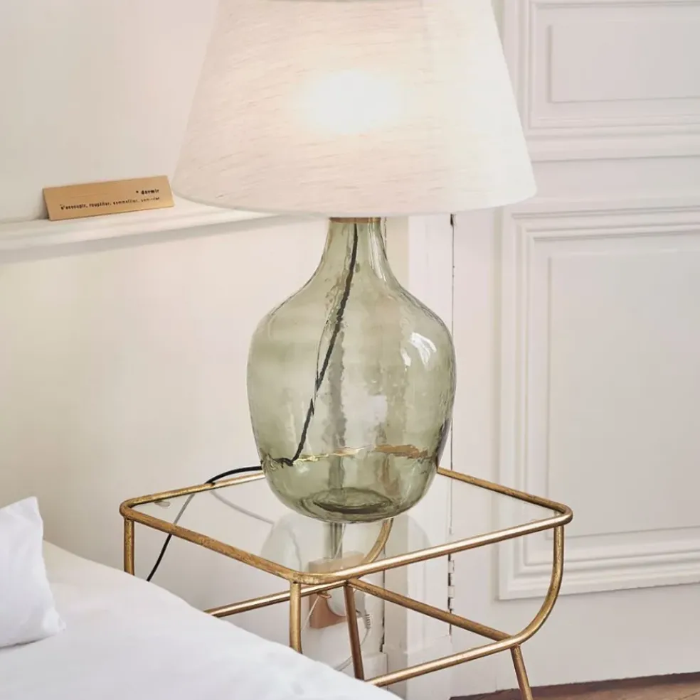Table d'appoint en fer dorée et verre - Eluminea H52cm