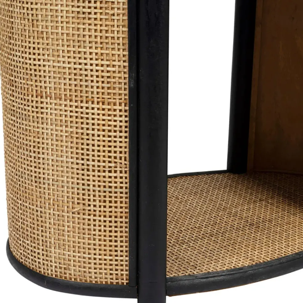 Table d'appoint en rotin et sapin naturel et noir - Balamea
