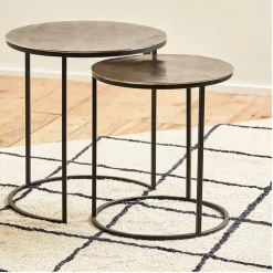 Table d'appoint gigogne (x2) en fer argent - Felia