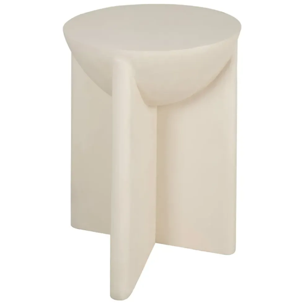 Table d'appoint ronde effet béton ciré blanc cassé d40cm - Leros