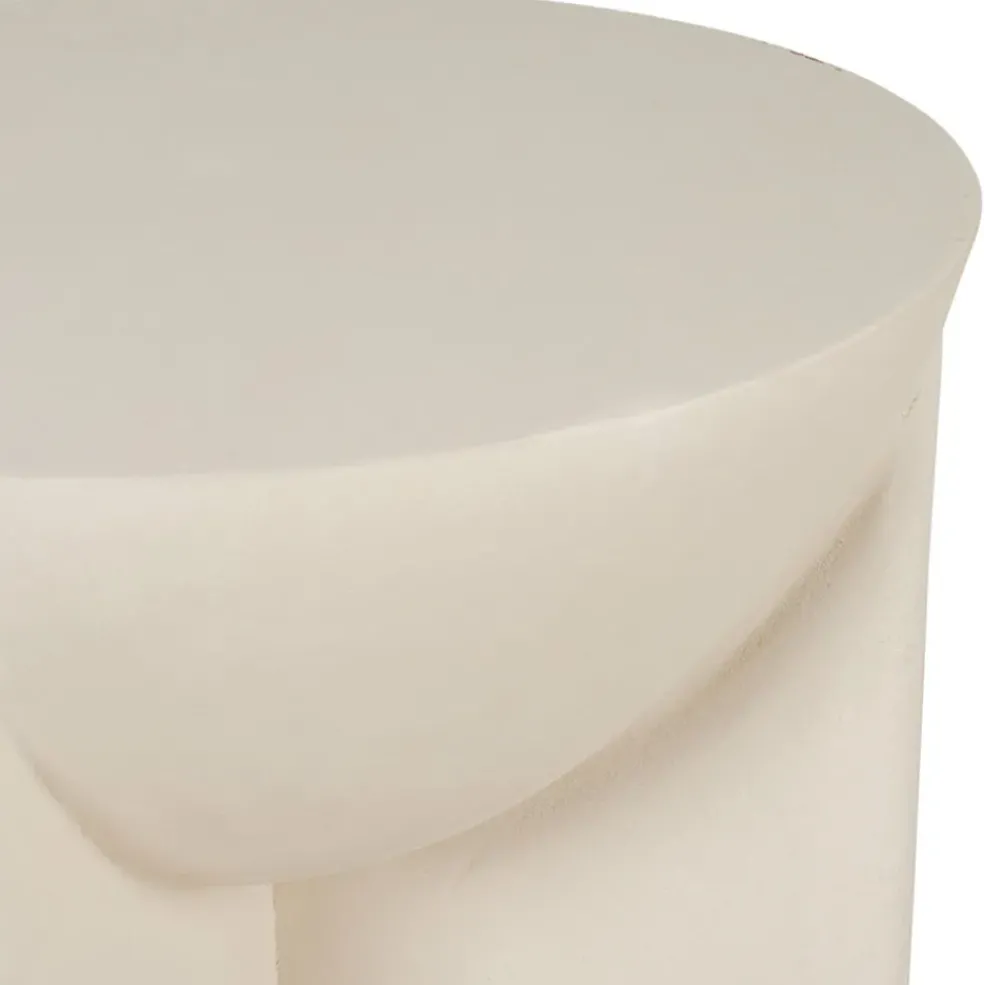 Table d'appoint ronde effet béton ciré blanc cassé d40cm - Leros