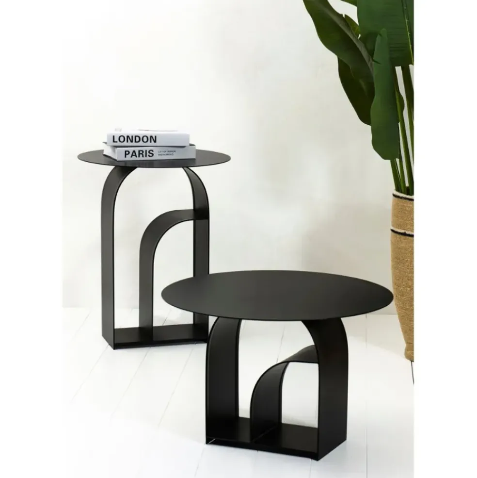 Table d'appoint ronde en fer noir d50cm - Tinel