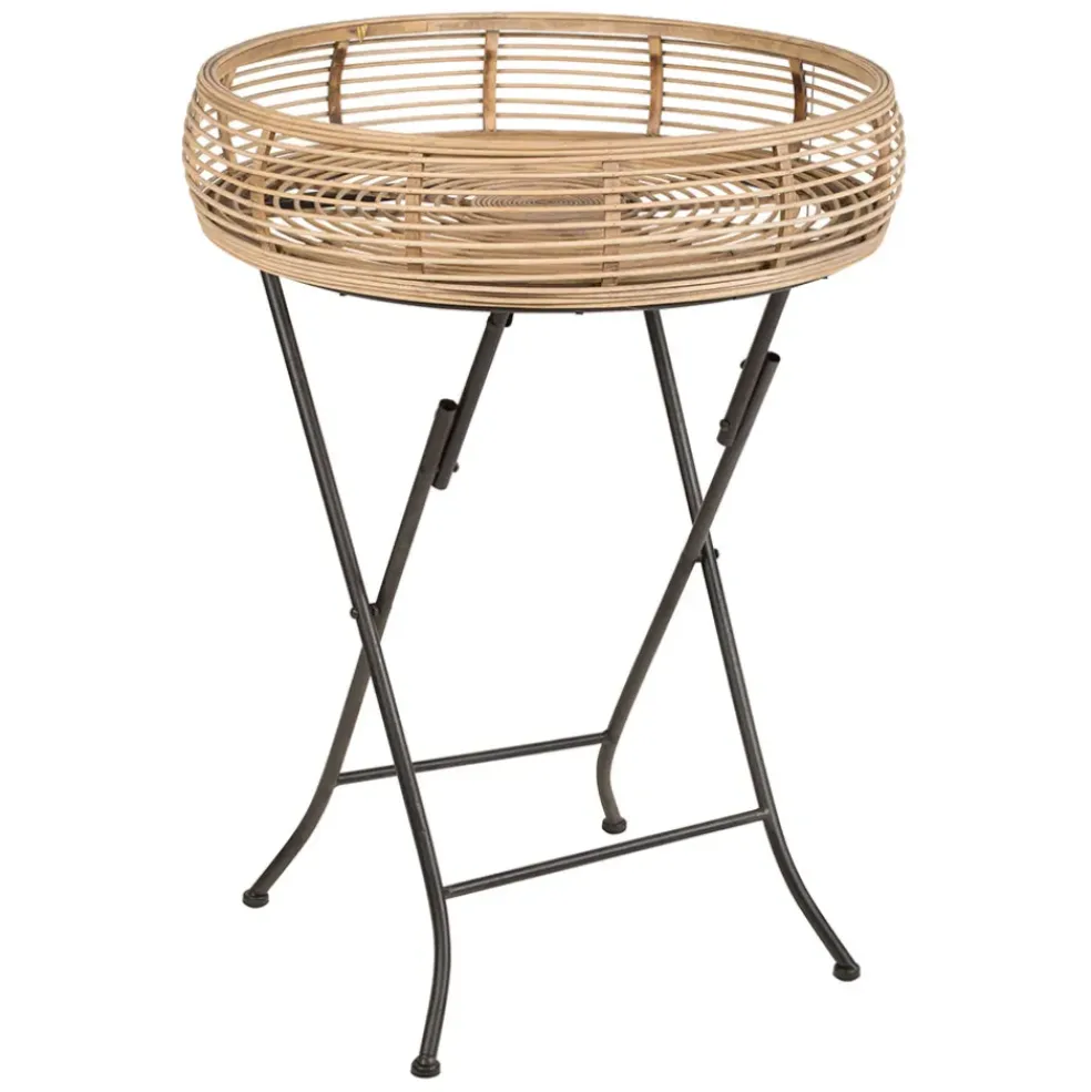Table d'appoint ronde en bambou naturel d52cm