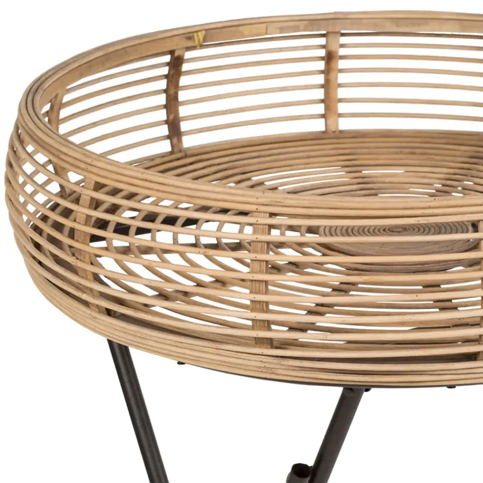 Table d'appoint ronde en bambou naturel d52cm