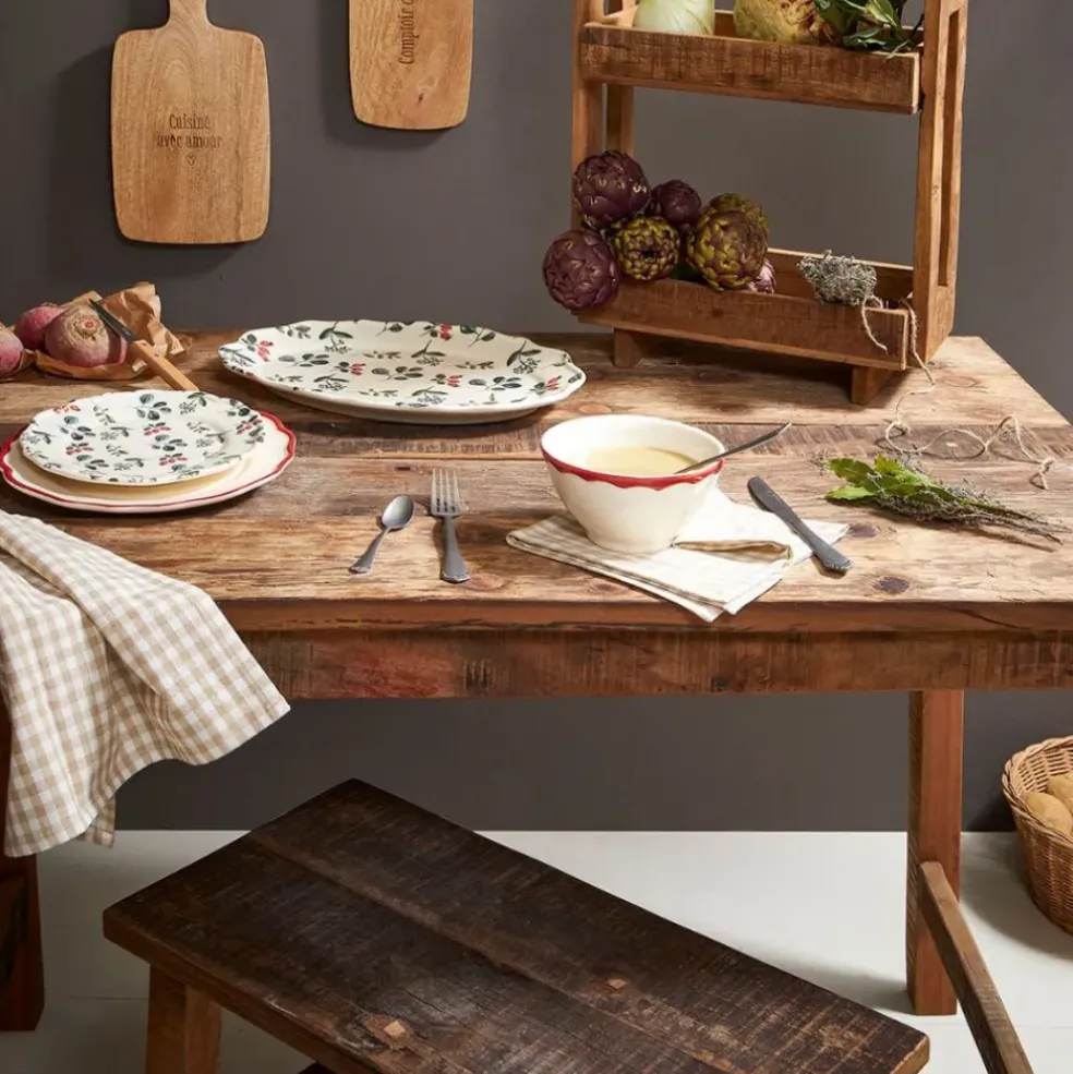 Table en bois en manguier et acacia recyclés 120x75cm - campagne naturel