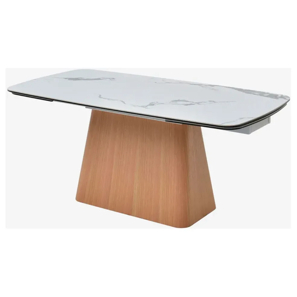 Table extensible en verre et céramique blanc l180-260cm - Linka